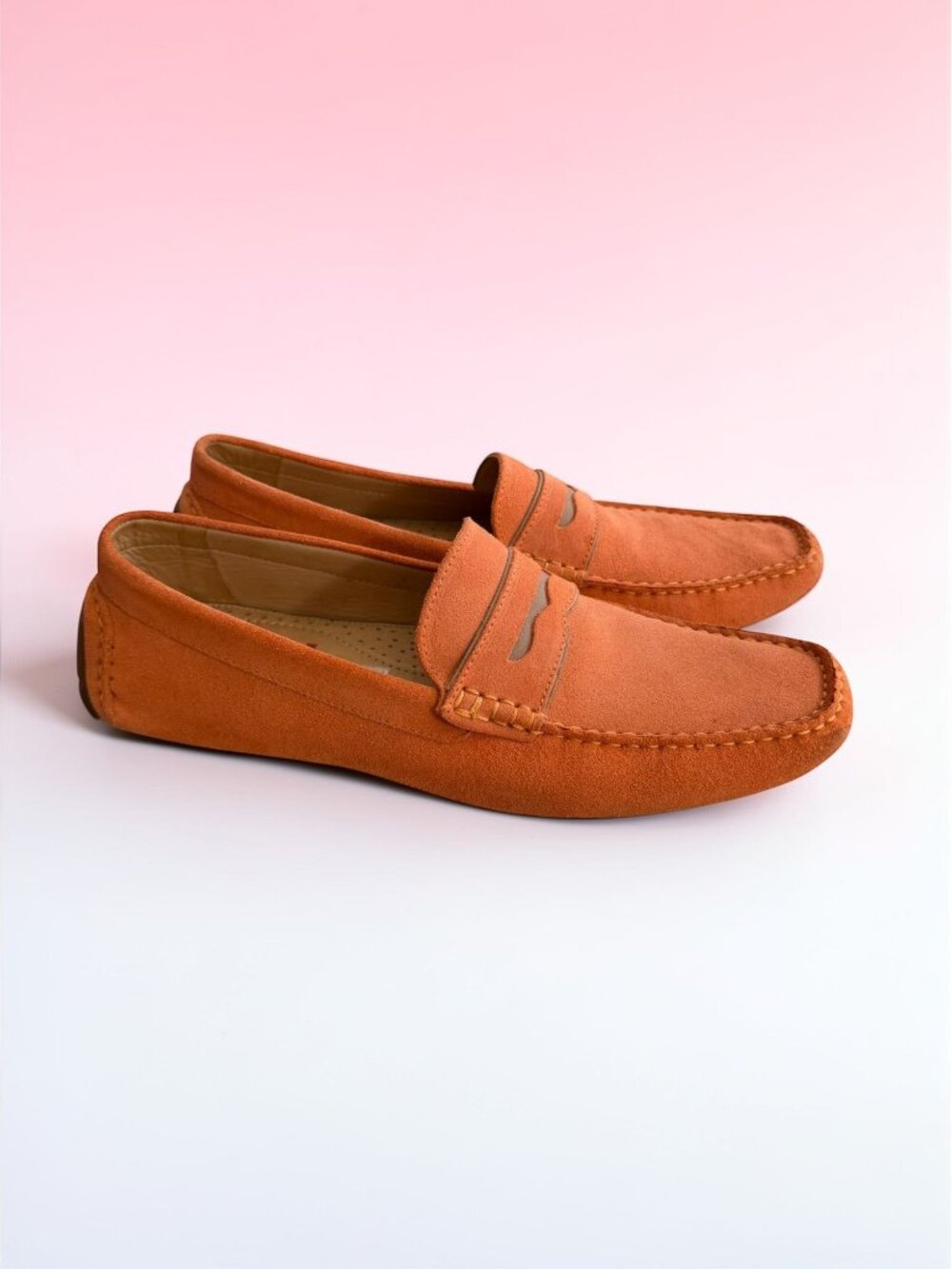 1901 Men’s Sueded Leather Orange Dress Loafers Size 12